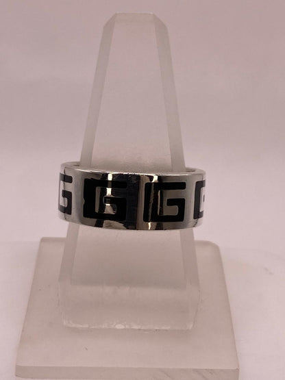 Anillo Greca Geométrica en Plata .925, vista lateral