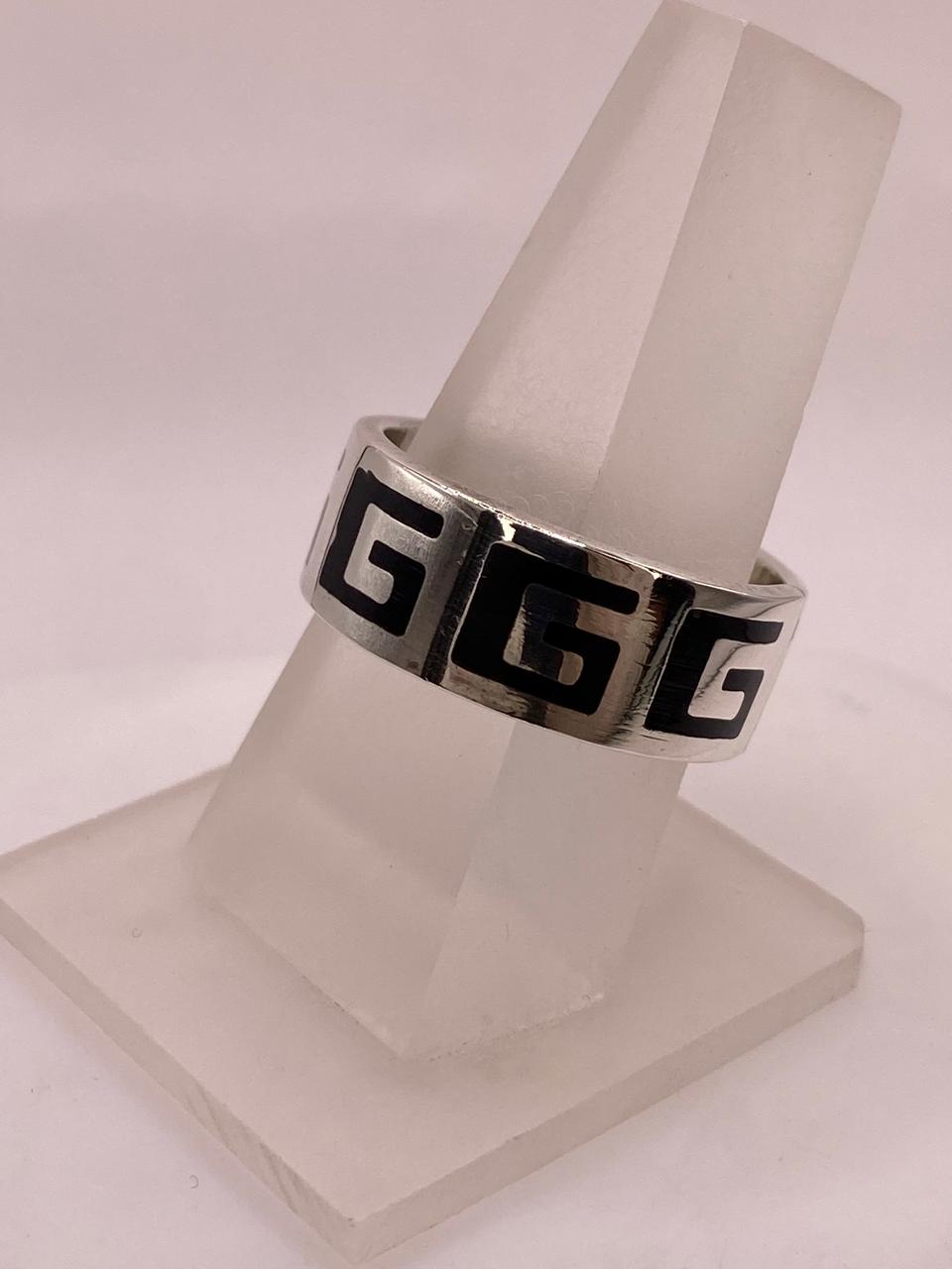 Anillo Greca Geométrica en Plata .925, vista frontal
