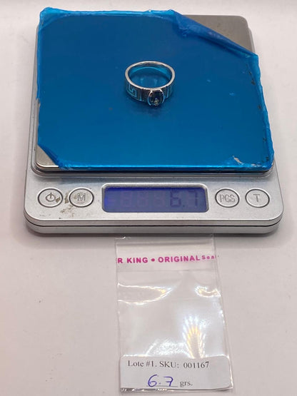 Anillo de Greca con Ópalo de Fuego y Zirconia en Plata .950, peso en gramos (báscula)
