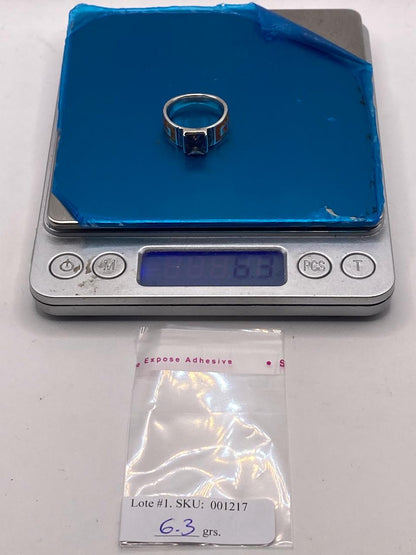 Anillo Greca de Plata 950 con Ópalo de Fuego y Zirconia, peso en gramos (báscula)