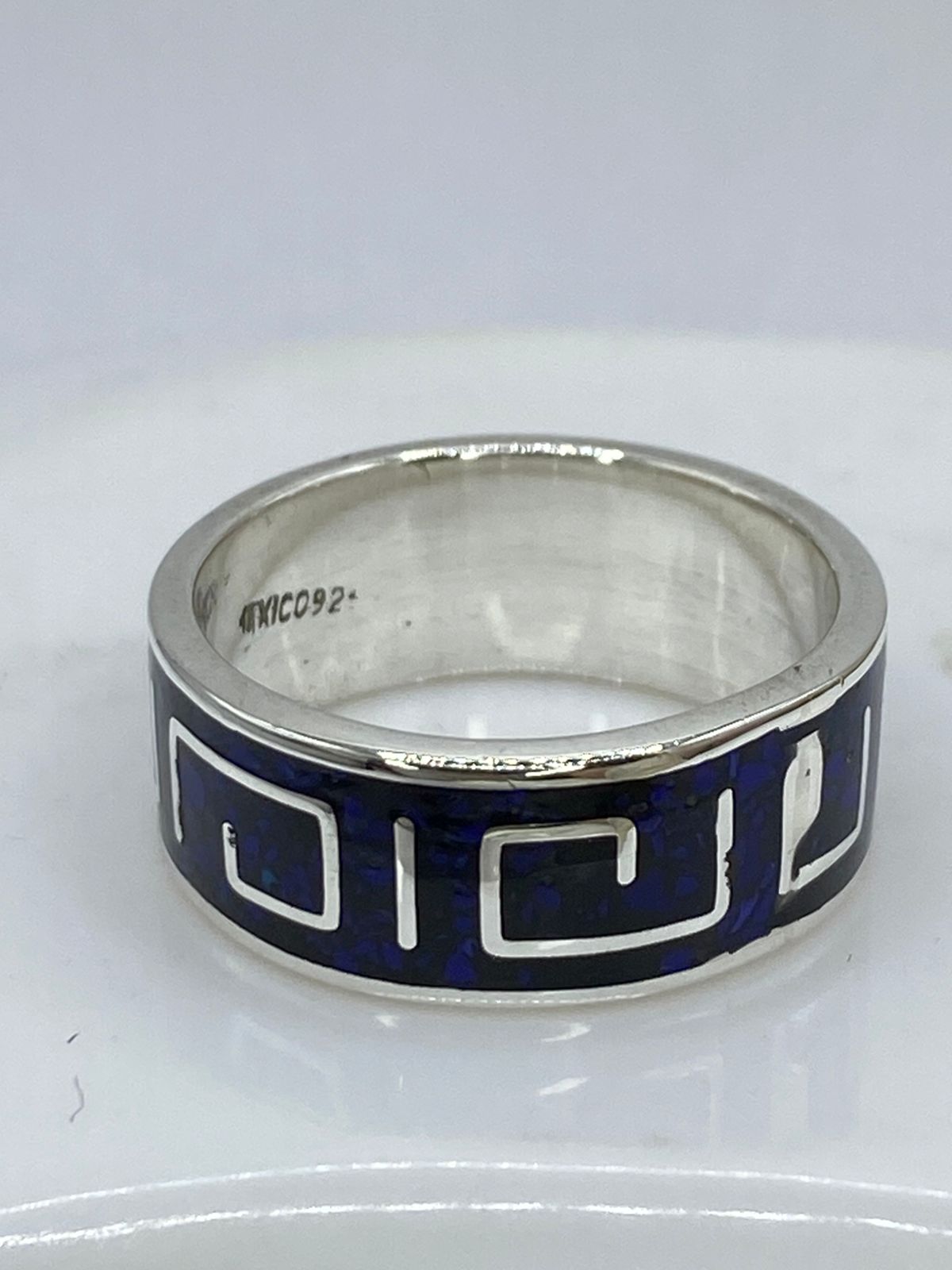 Anillo Greca en Plata .925 con Lapislázuli, vista lateral