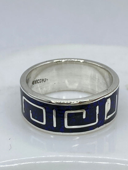 Anillo Greca en Plata .925 con Lapislázuli, vista lateral