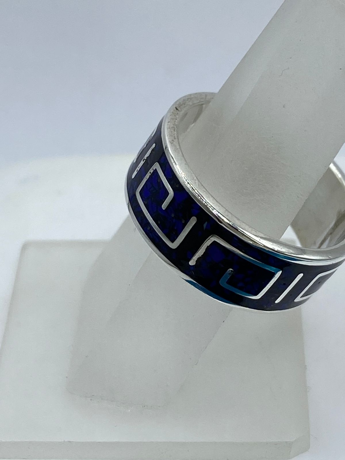 Anillo Greca en Plata .925 con Lapislázuli, vista frontal