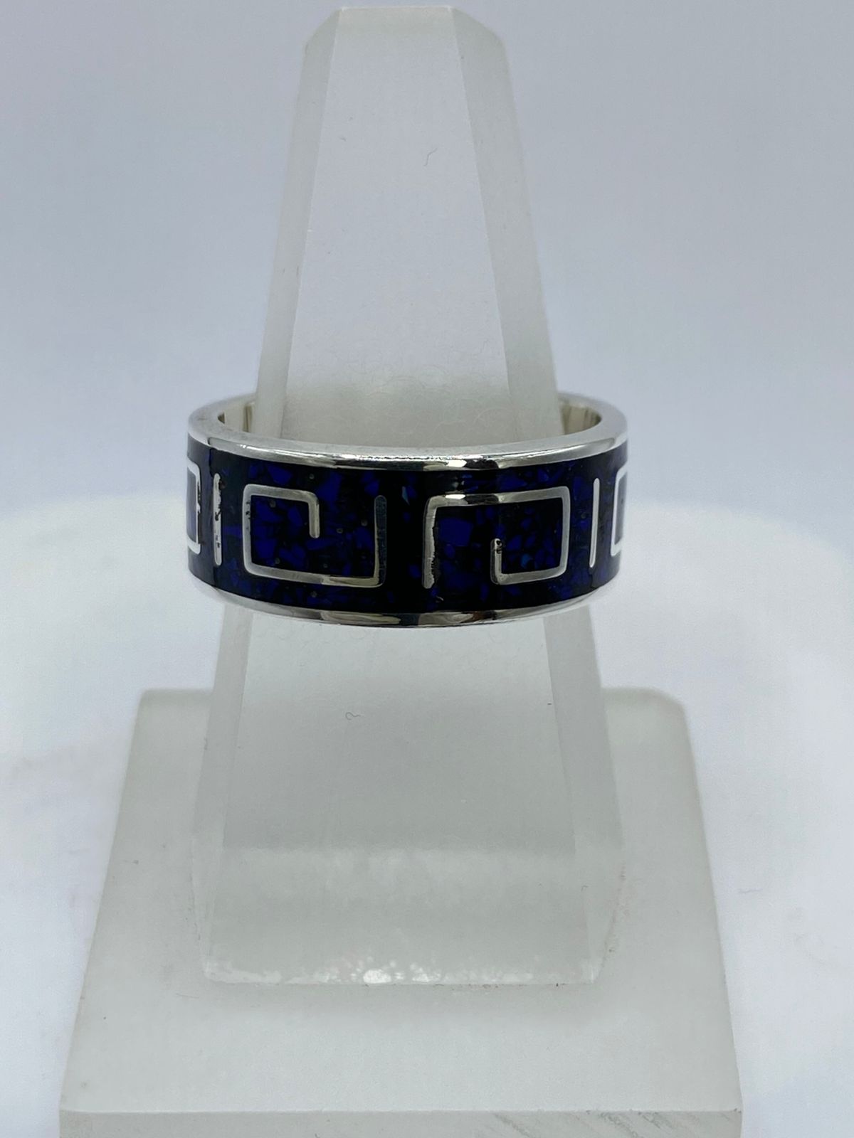 Anillo Greca en Plata .925 con Lapislázuli — vista lateral