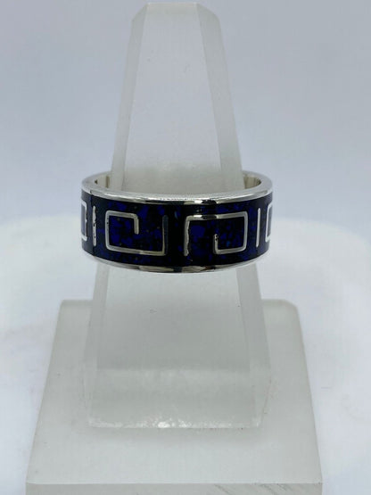 Anillo Greca en Plata .925 con Lapislázuli — vista lateral