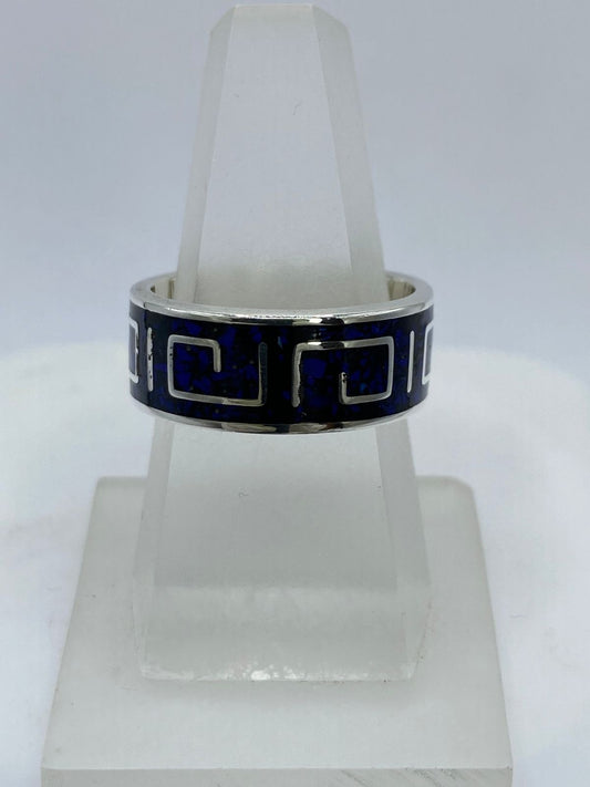 Anillo Greca en Plata .925 con Lapislázuli — vista lateral