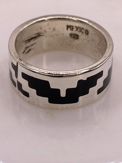Anillo Greca Prehispánica en Plata .925, sello de autenticidad Plata Ley .925