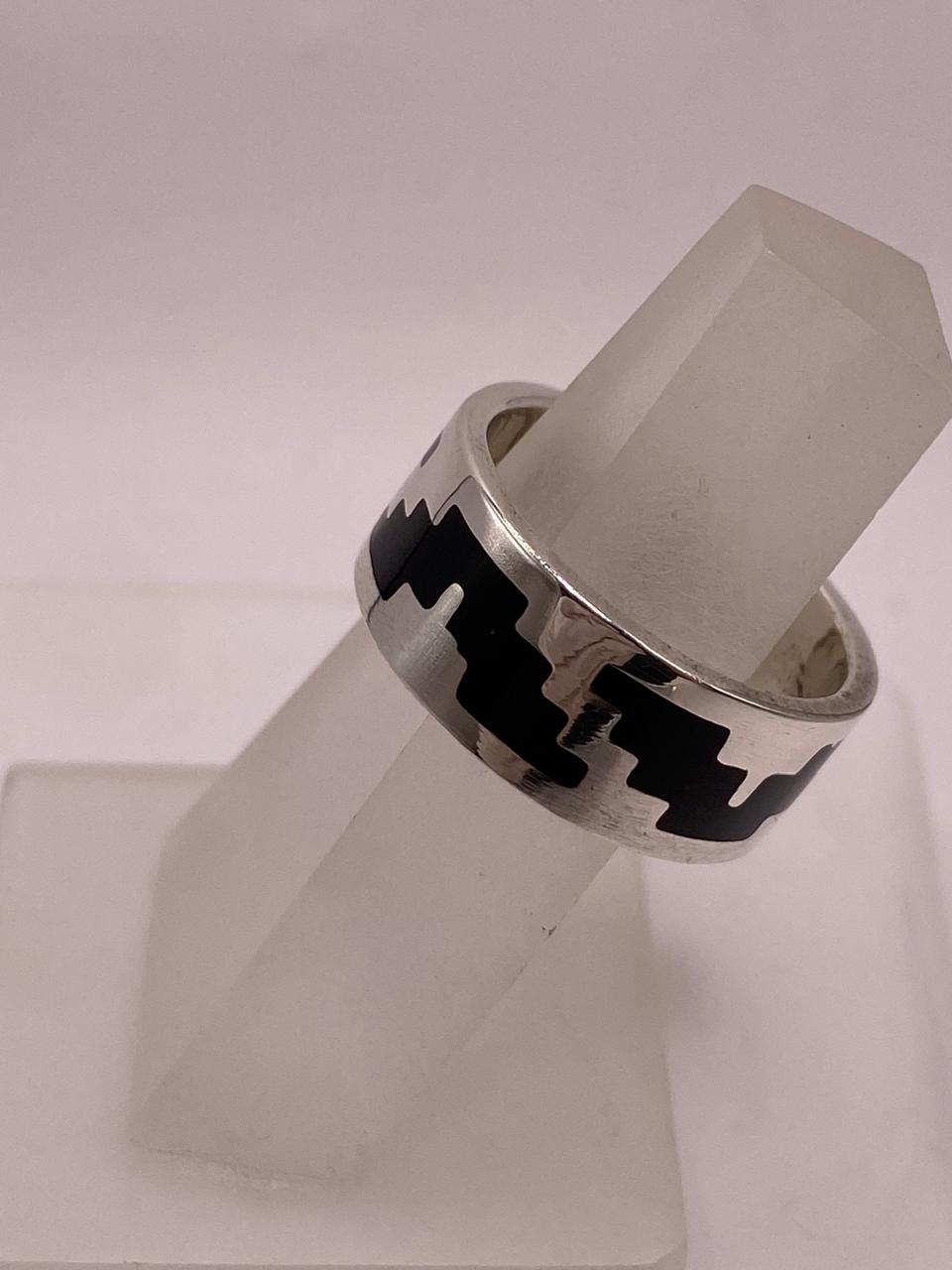 Anillo Greca Prehispánica en Plata .925, vista frontal