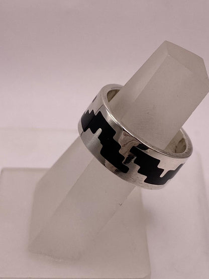 Anillo Greca Prehispánica en Plata .925, vista frontal