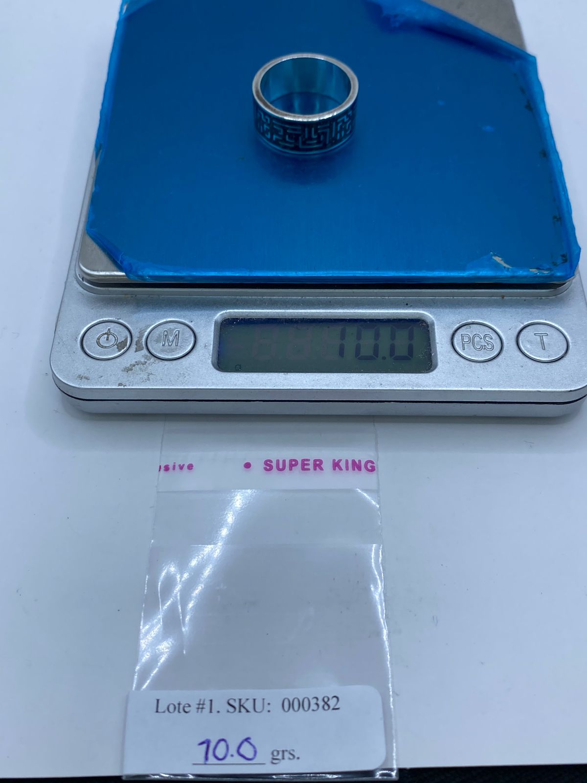 Anillo Greca Ancestral en Plata .925 con Turquesa Natural, peso en gramos (báscula)