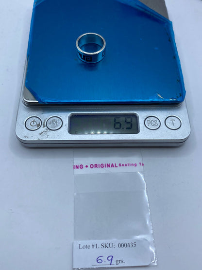 Anillo Greca Calado en Plata .925 con Obsidiana, peso en gramos (báscula)