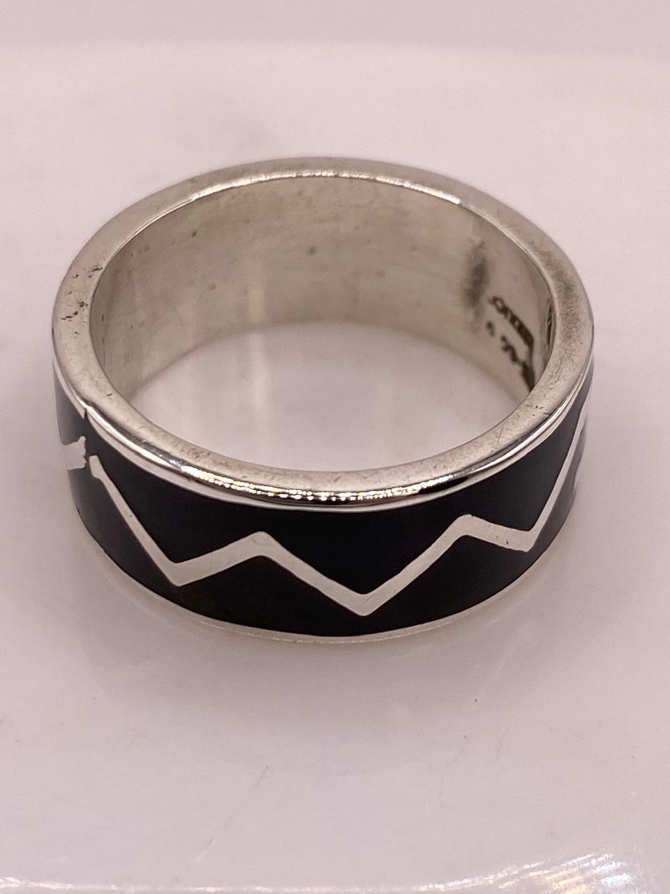 Anillo Greca Contemporánea en Plata .925 – Diseño Geométrico, sello de autenticidad Plata Ley .925