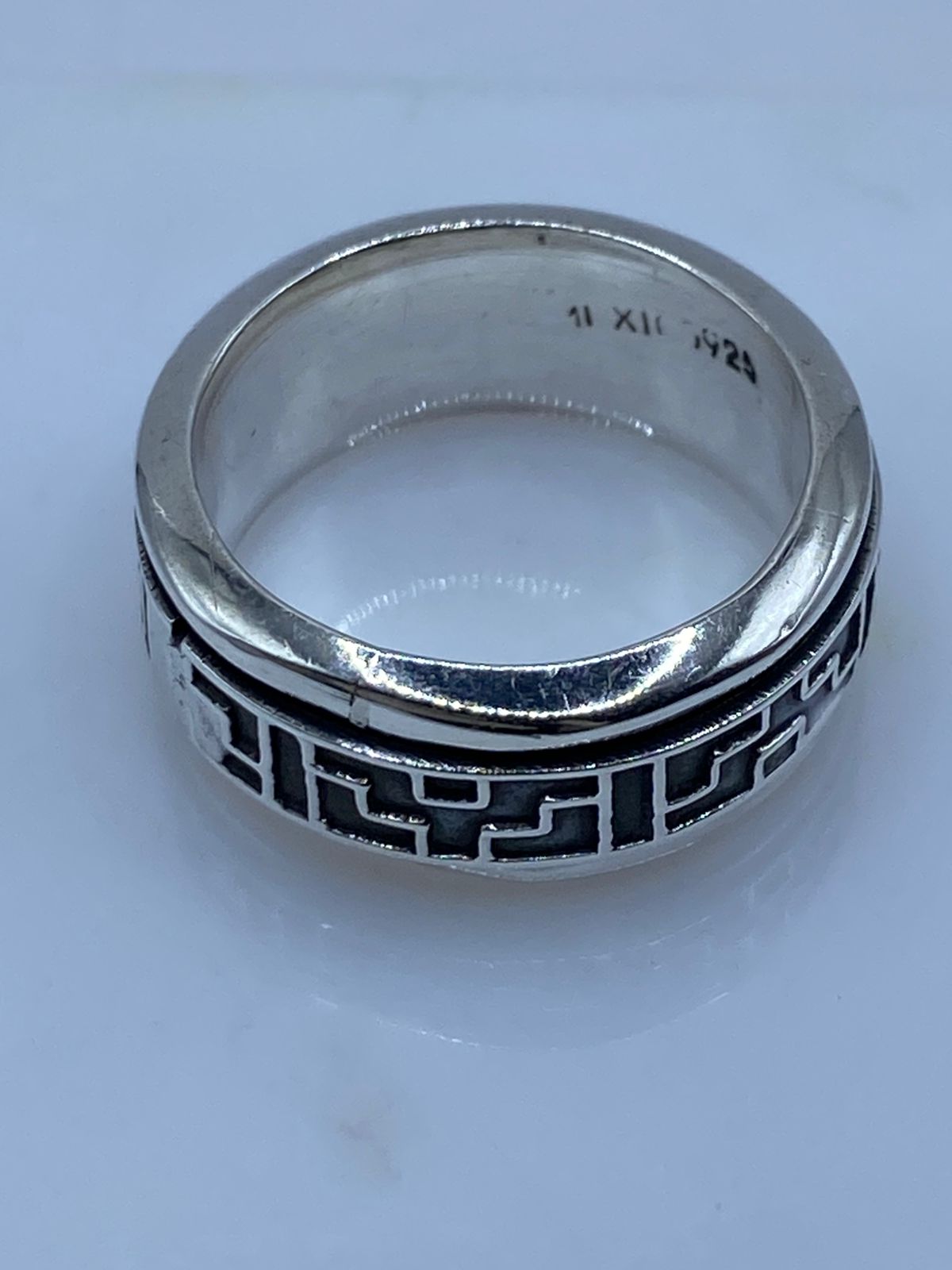Anillo Greca Geométrica en Plata .925, sello de autenticidad Plata Ley .925