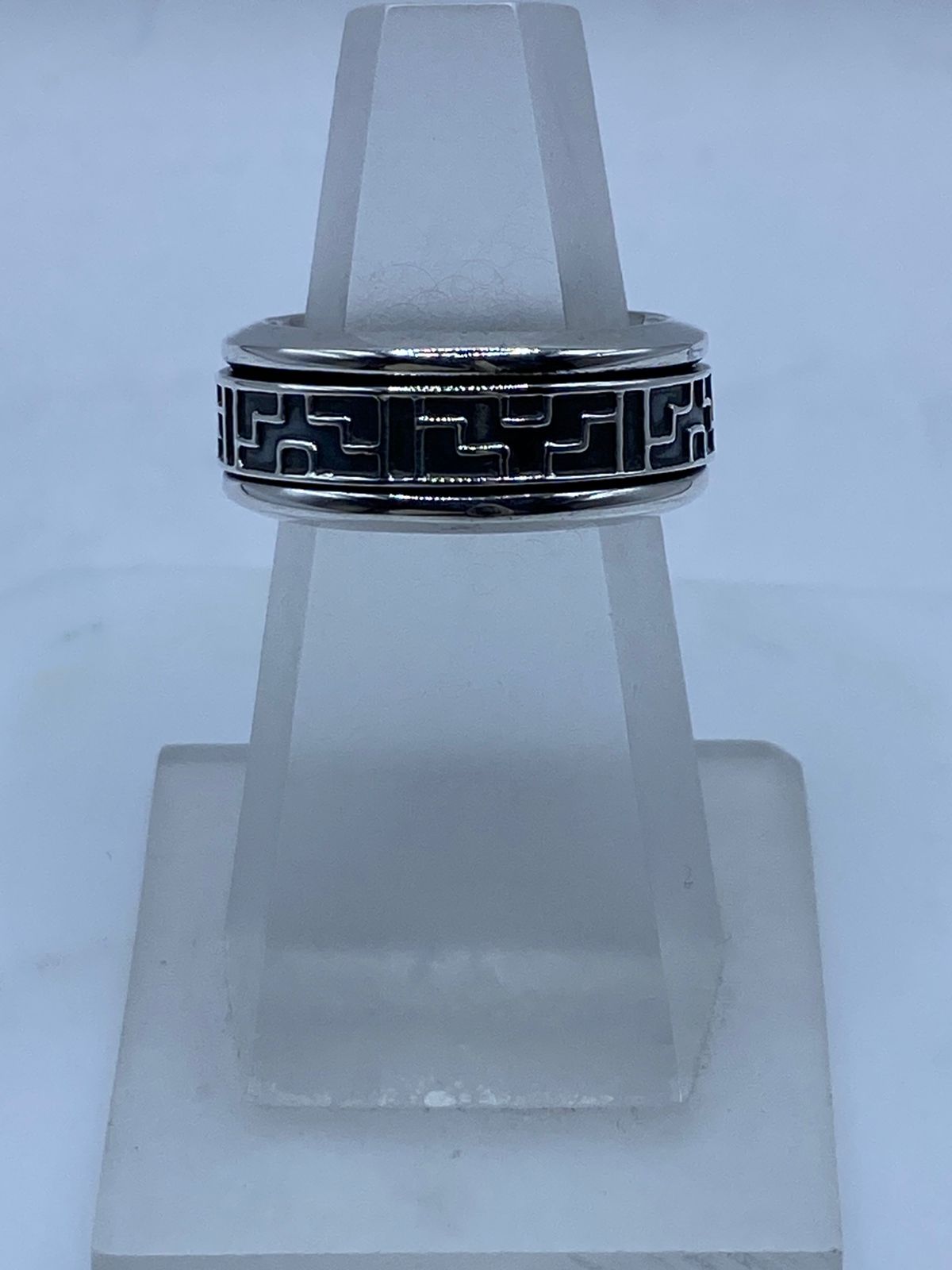 Anillo Greca Geométrica en Plata .925, vista frontal