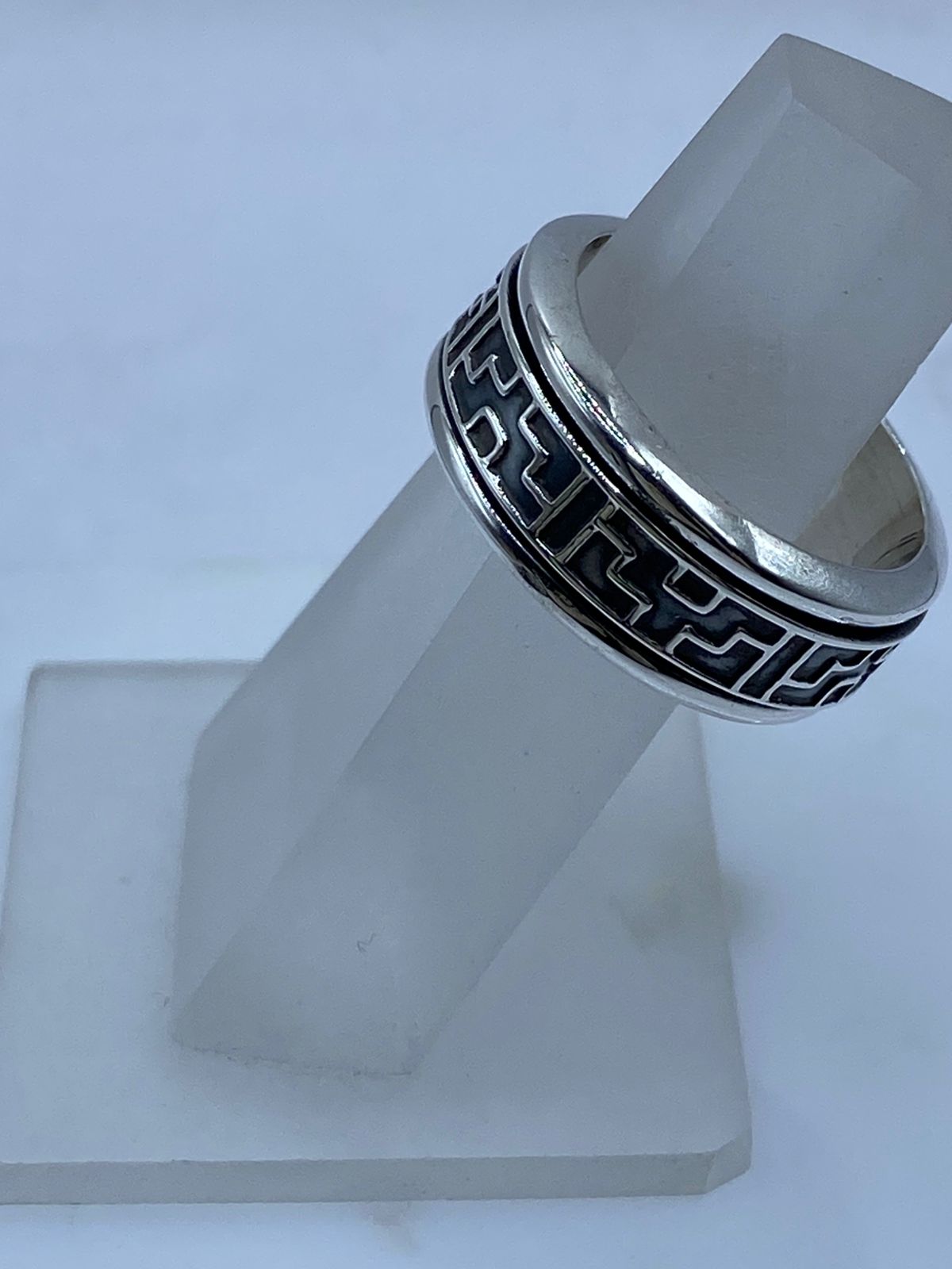 Anillo Greca Geométrica en Plata .925, vista lateral