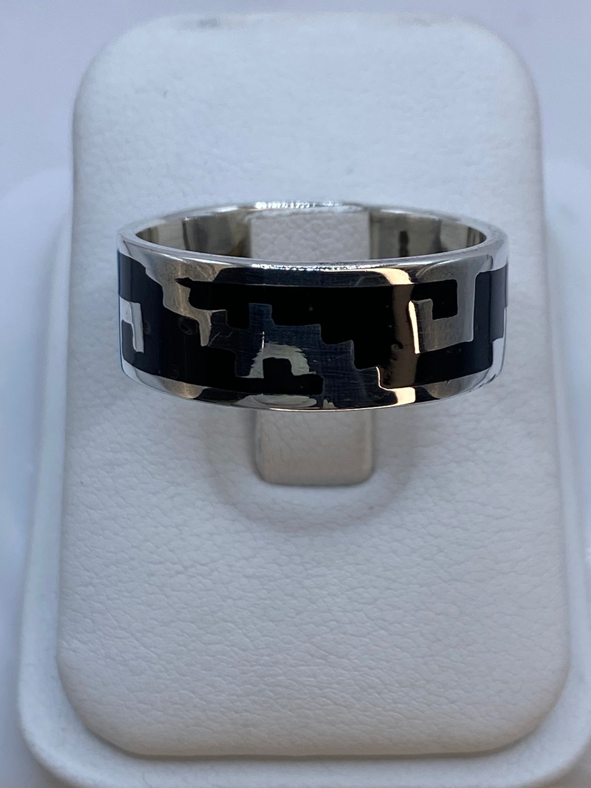 Anillo Greca Geométrica de Plata .925, vista frontal