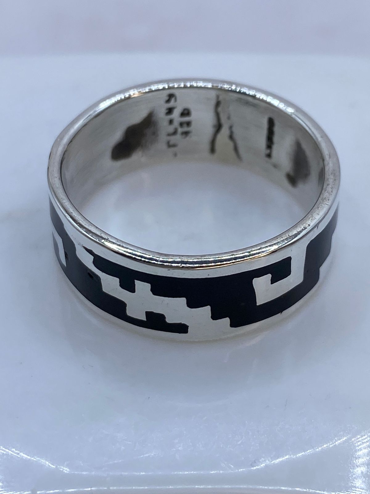 Anillo Greca Geométrica de Plata .925, sello de autenticidad Plata Ley .925