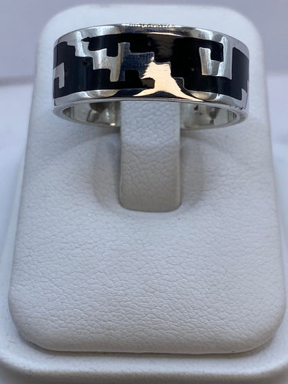 Anillo Greca Geométrica de Plata .925, vista lateral