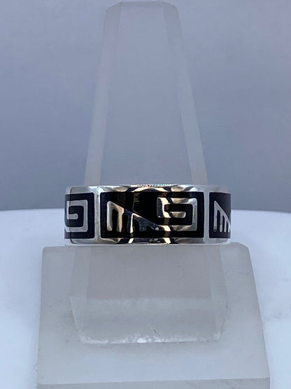 Anillo Greca Prehispánica de Plata .925 — ángulo diagonal