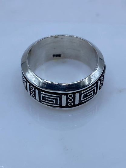 Anillo Grecas Prehispánicas Giratorio en Plata .925, sello de autenticidad Plata Ley .925