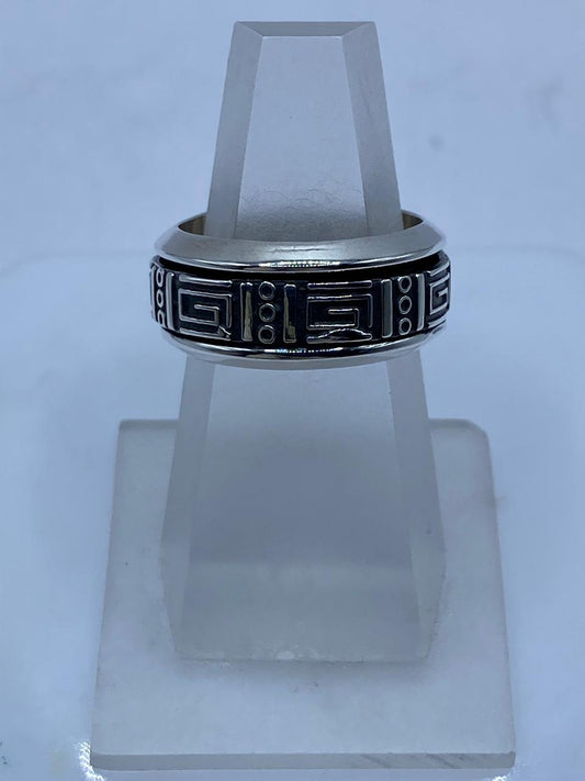 Anillo Grecas Prehispánicas Giratorio en Plata .925 — vista lateral