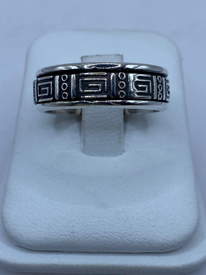 Anillo Grecas Prehispánicas Giratorio en Plata .926, vista lateral
