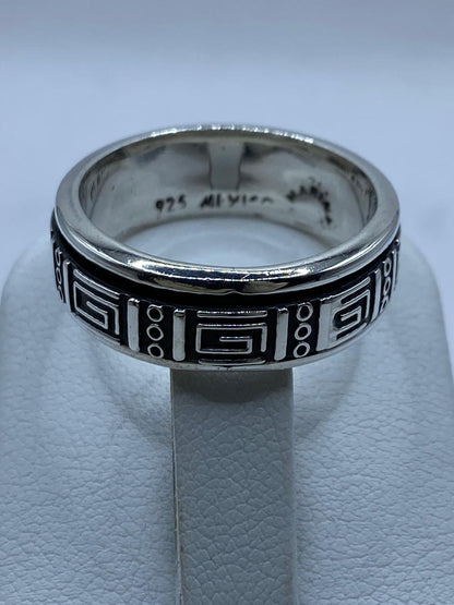 Anillo Grecas Prehispánicas Giratorio en Plata .926, sello de autenticidad Plata Ley .925