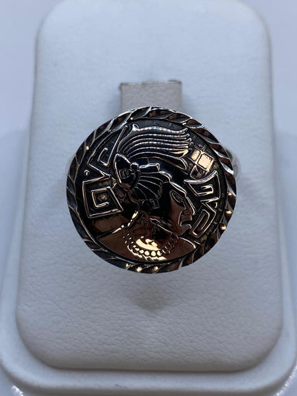 Anillo Guerrero Azteca en Plata .925 — vista lateral