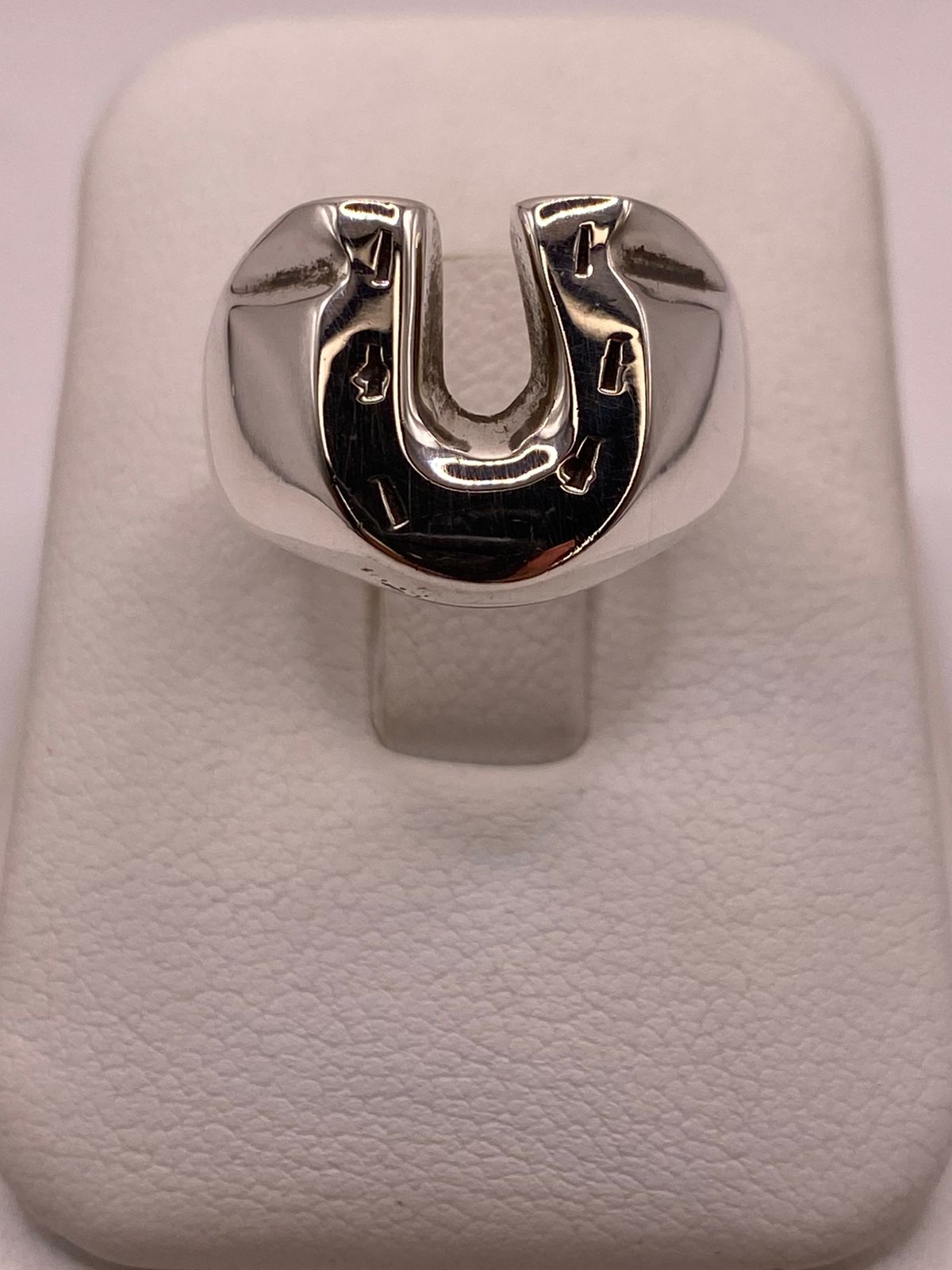 Anillo Herradura de Plata Ley .925, vista de detalle