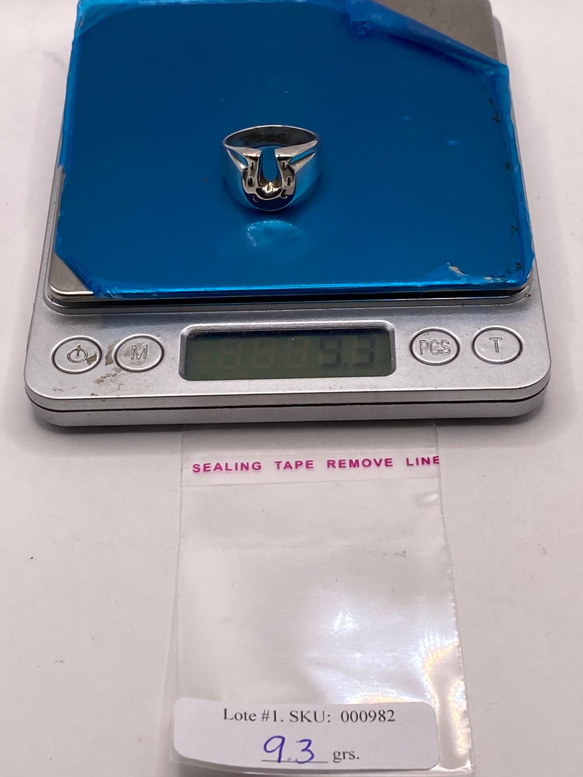 Anillo Herradura de Plata Ley .925, peso en gramos (báscula)