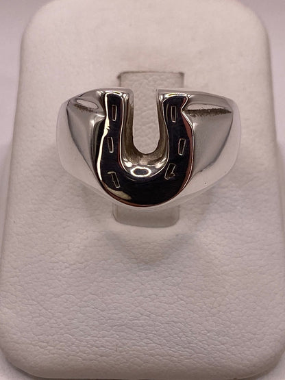 Anillo Herradura de Plata Ley .925, vista lateral