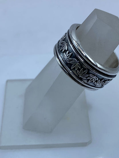 anillo Hoja de Maple en Plata .925, vista frontal