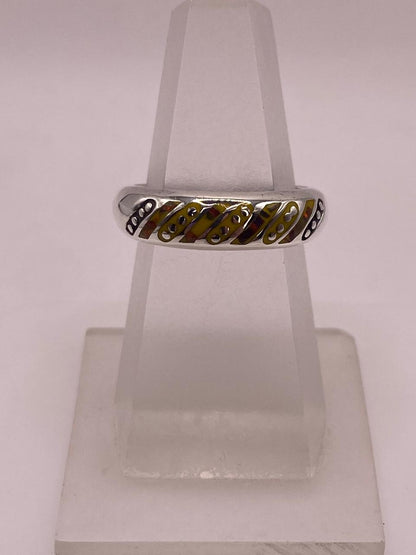 Anillo con Incrustación Diagonal de Plata 950 y Ópalo de Fuego, vista superior