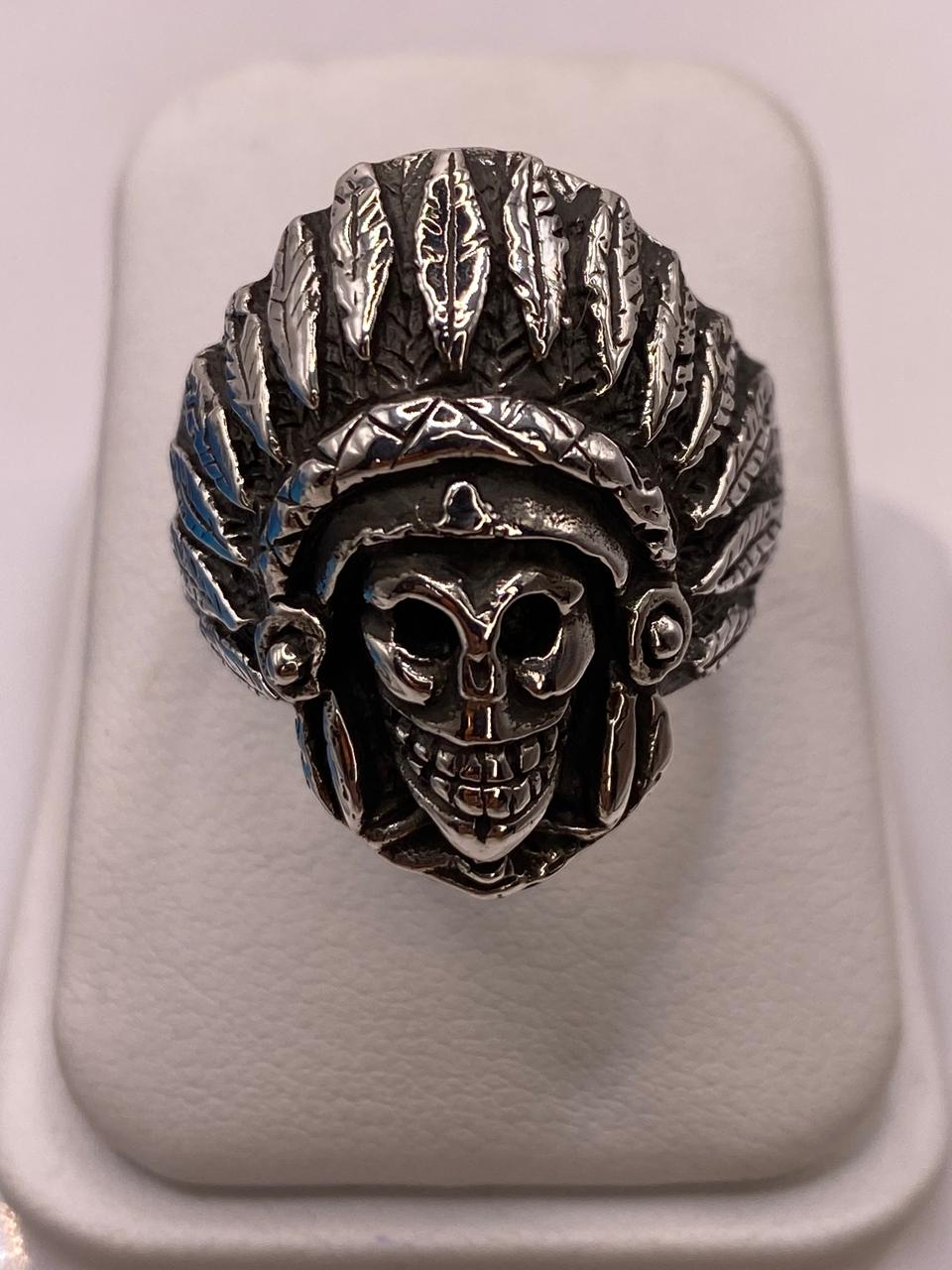 Anillo Inspirado en Diseño Apache Prehispánico en Plata .925, vista frontal