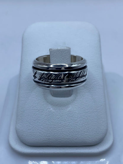 Anillo spinner plata 925 escritura élfica