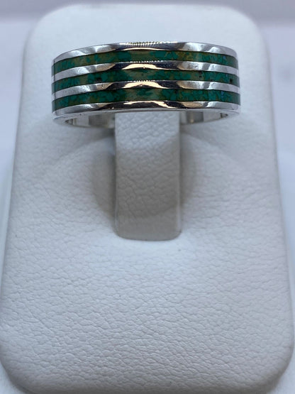Anillo Líneas Eternas de Plata .925 con Malaquita, vista de detalle