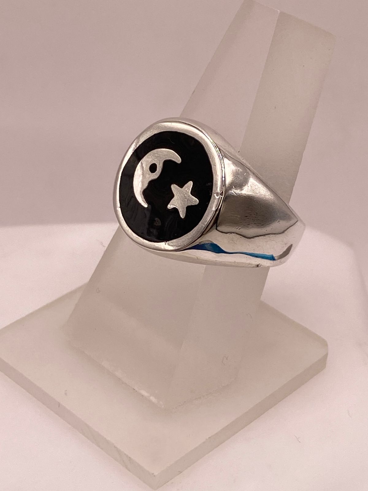 Anillo Luna y Estrella en Plata .925, vista lateral