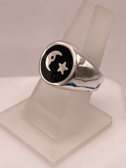 Anillo Luna y Estrella en Plata .925, vista lateral