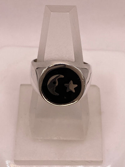 Anillo Luna y Estrella en Plata .925, sello de autenticidad Plata Ley .925