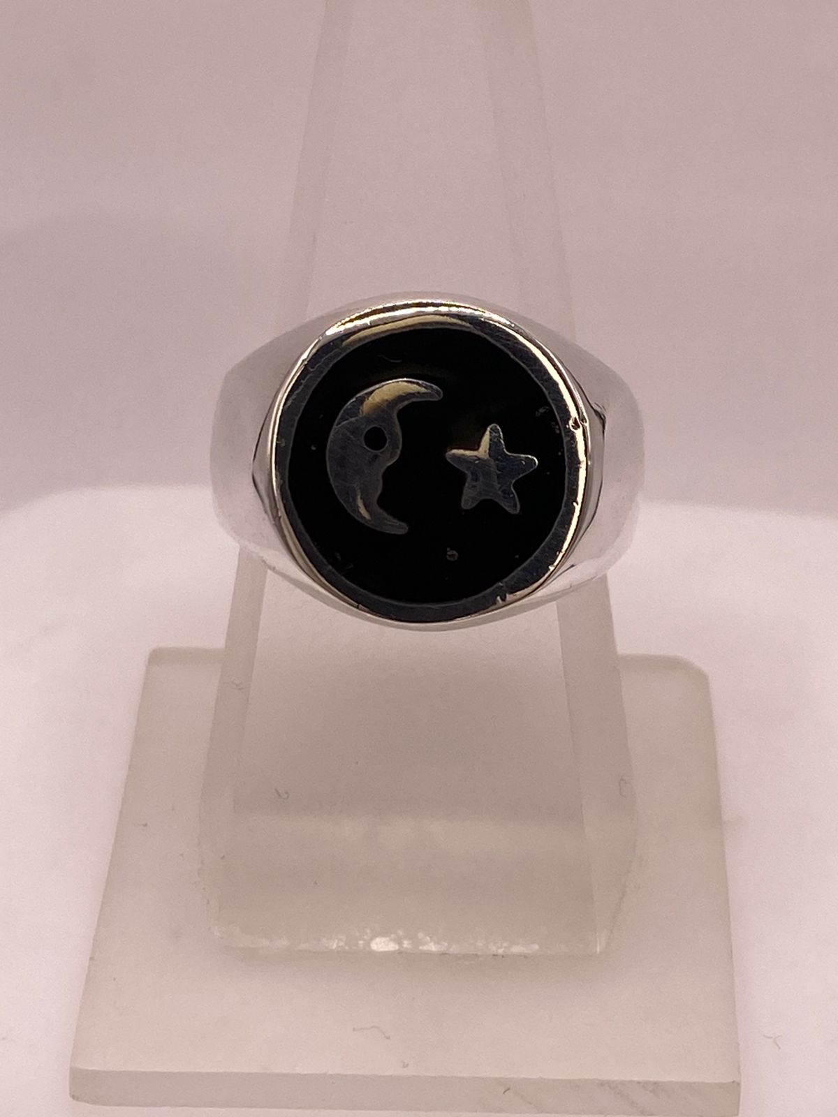 Anillo Luna y Estrella en Plata .925, vista lateral