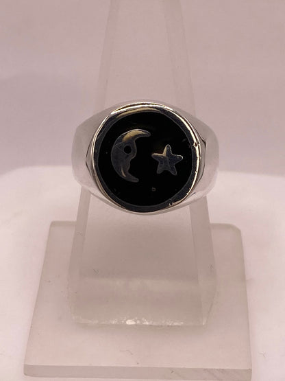 Anillo Luna y Estrella en Plata .925, vista lateral