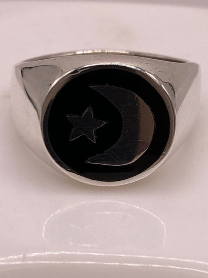 Anillo Luna y Estrella en Plata .925, sello de autenticidad Plata Ley .925