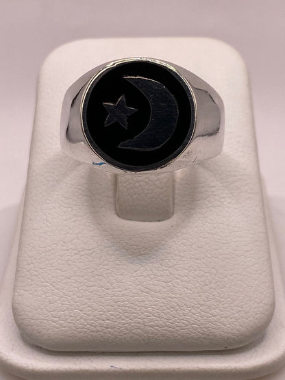 Anillo Luna y Estrella en Plata .925 — ángulo diagonal