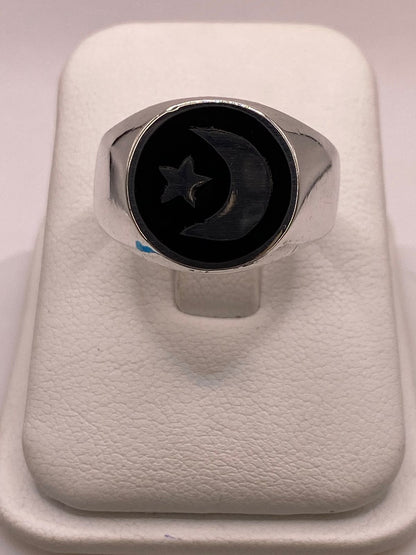 Anillo Luna y Estrella en Plata .925, vista lateral