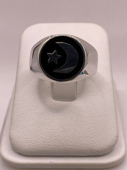 Anillo Luna y Estrella en Plata .925, vista de detalle