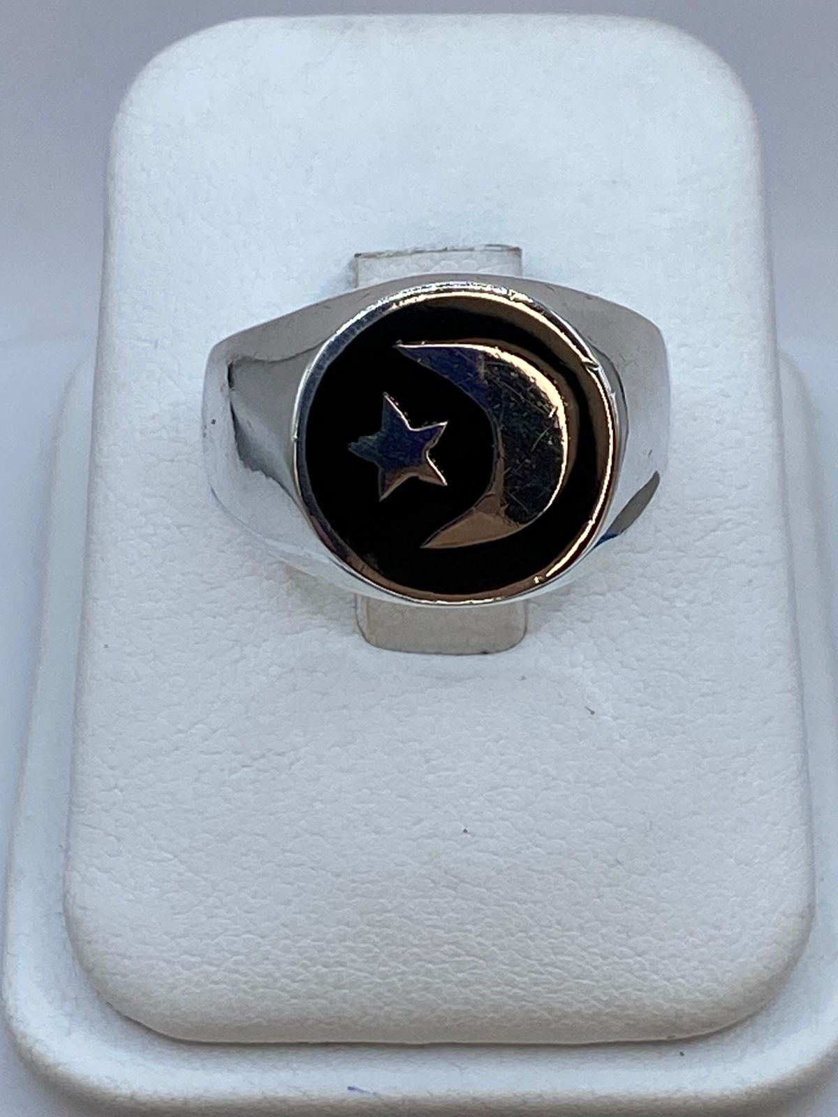 Anillo Luna y Estrella de Plata .925, vista de detalle
