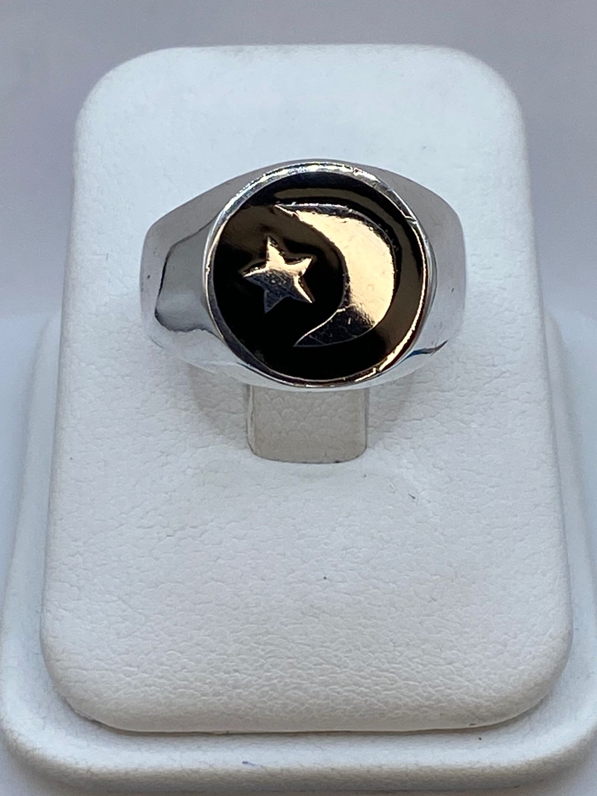 Anillo Luna y Estrella de Plata .925 — ángulo diagonal