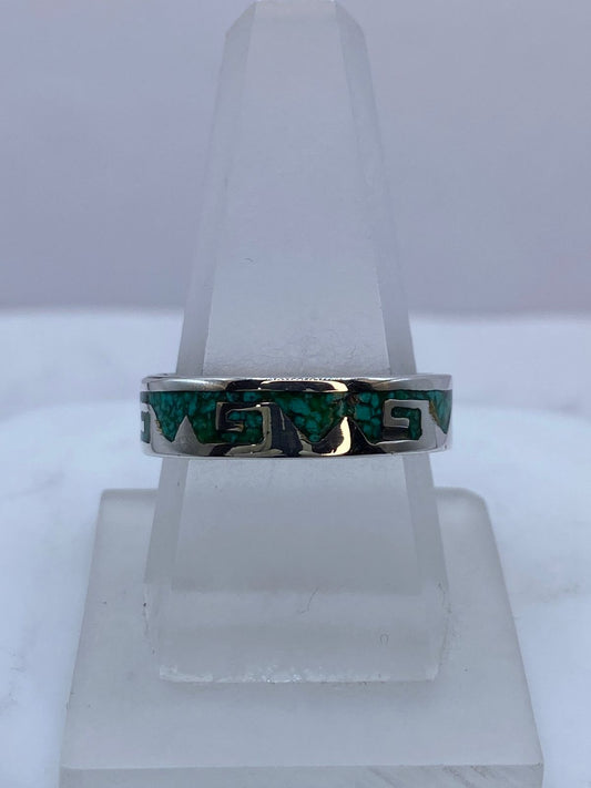 Anillo de Malaquita con Grecas Caladas en Plata .925 — vista lateral