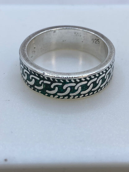 Anillo de Malaquita Entrelazada en Plata .925, sello de autenticidad Plata Ley .925