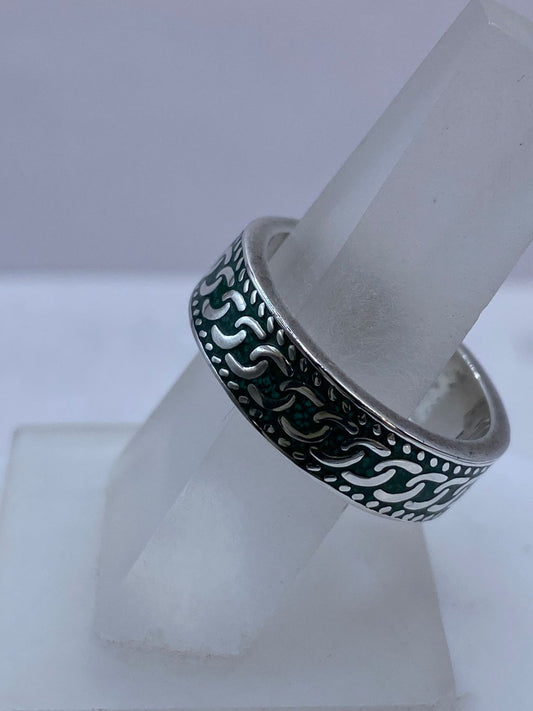 Anillo de Malaquita Entrelazada en Plata .925, vista frontal
